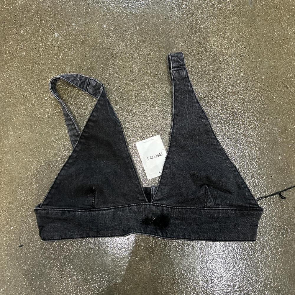 Forever 21 Size Medium Black Denim Bralette Top‎ - NWT Retails $30